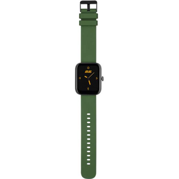 Смарт-годинник 2E Alpha SQ Music Edition 46mm Black-Green + ремінець сірий (2E-CWW40BKGN-WS)
