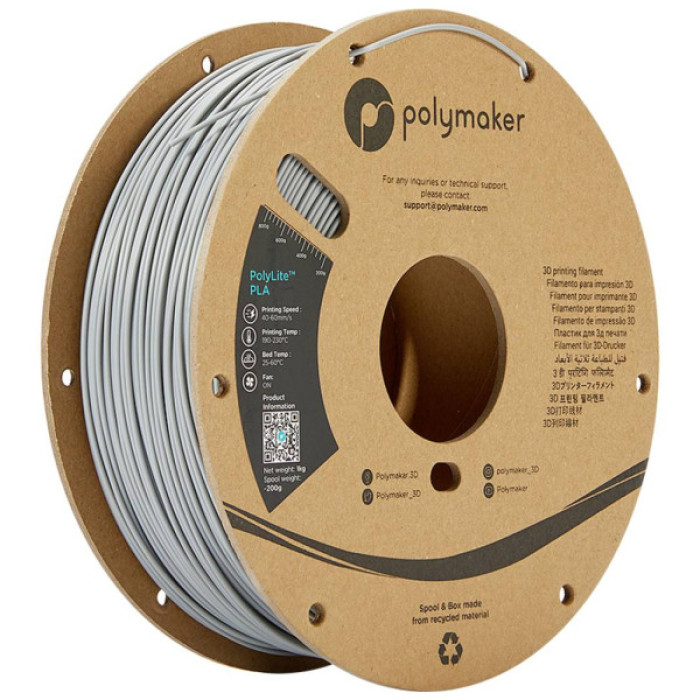 Пластик для 3D-принтера Polymaker PLA POLYLITE 1,75mm 1kg GREY (PA02003)