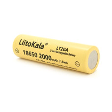 Акумулятор 18650 2000mah (1900-2000mah), 3.7V(2.75-4.2V), Yellow Liitokala (Lii-LT20A)