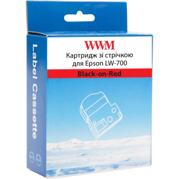 Стрічка для принтера етикеток WWM для Epson LW-700 24mm х 8m Black-on-Red (WWM-SC24R)