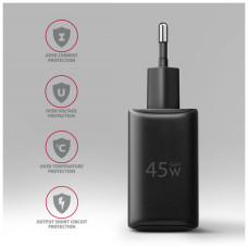 Зарядний пристрій AXAGON 1xUSB QC4.0 + 1xUSB-C PD45W PPS black (ACU-PQ45)