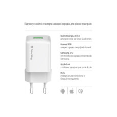 Зарядний пристрій ColorWay USB QC3.0 18W white (CW-CHS063Q-WT)