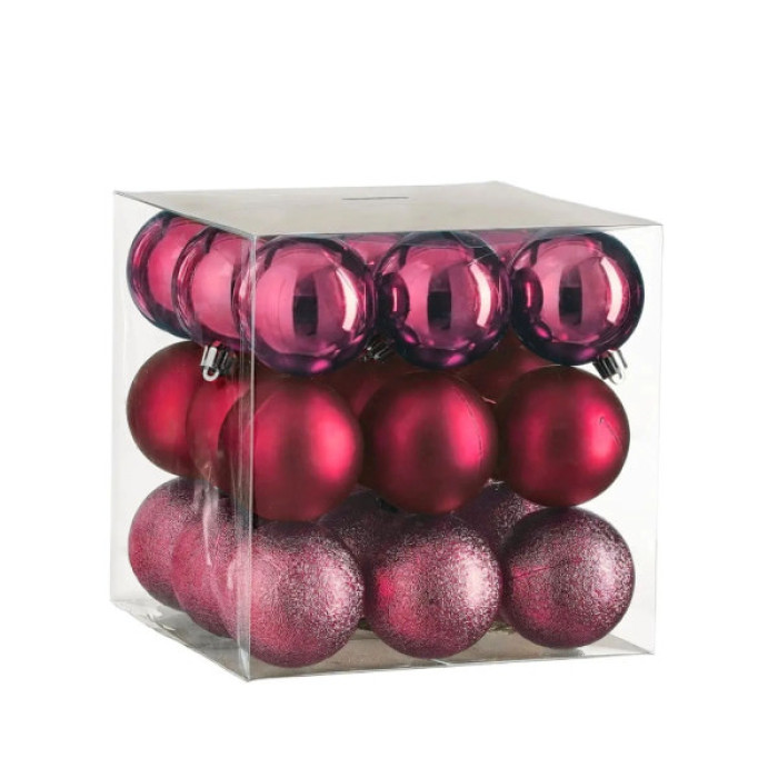 Ялинкова іграшка House Of Seasons Кульки Пластик 27 шт D6 см Фуксія (8720967923229)