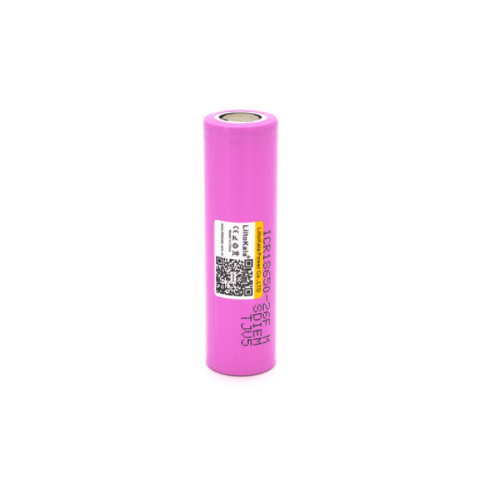 Акумулятор 18650 2600mAh (2450-2650mah), 3.7V (2.75-4.2V), pink, PVC BOX Liitokala (Lii-26FM)