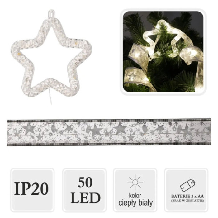 Гірлянда Chomik Стрічка Зірка 5.2 м 50 LED Теплий білий (5900779880269)