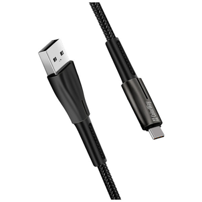 Дата кабель USB 2.0 AM to USB-C 1.0m zinc alloy + led black ColorWay (CW-CBUC035-BK)