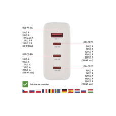Зарядний пристрій EMOS V06G120 1xUSB-A + 3xUSB-C PD120W GaN (V06G120)