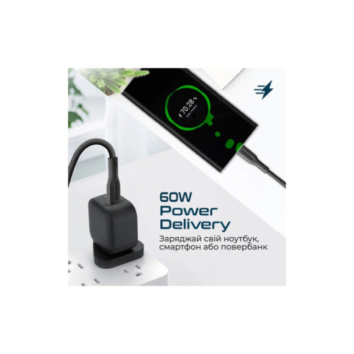 Дата кабель USB-C to USB-C 1.0m Promate (xcord-cc.black)