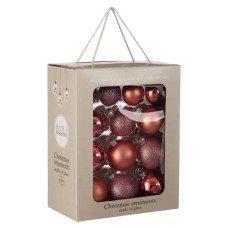Ялинкова іграшка House Of Seasons Скляні кульки 26 шт D7 см D6 см D5 см Темно-рожеві (8720362102847)