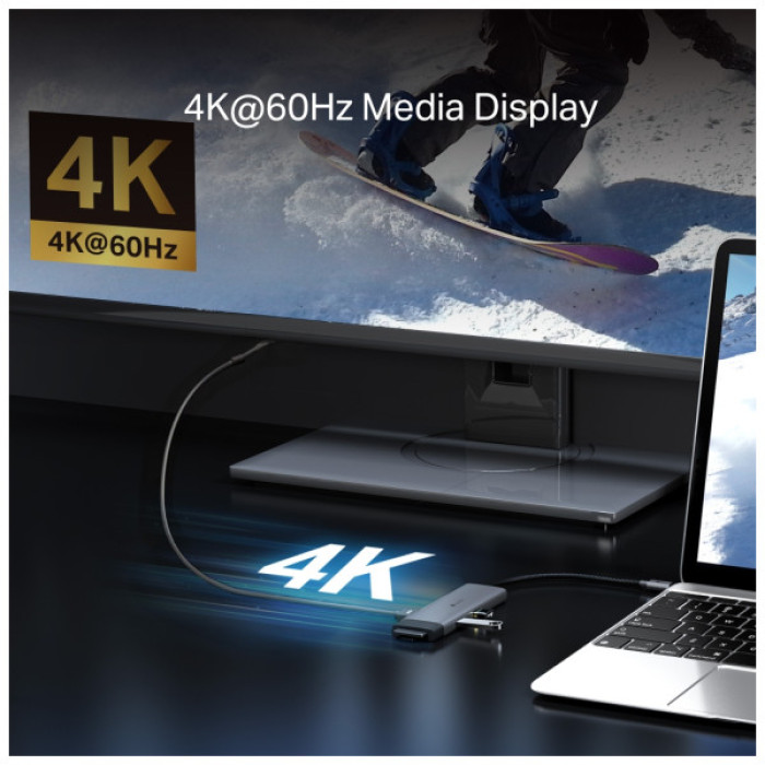 Концентратор TP-Link USB-C 7-in-1 3xUSB + HDMI + SD/TF + USB-C PD100W (UH7021C)