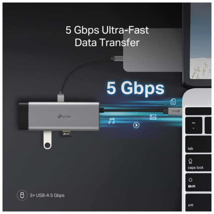 Концентратор TP-Link USB-C 7-in-1 3xUSB + HDMI + SD/TF + USB-C PD100W (UH7021C)