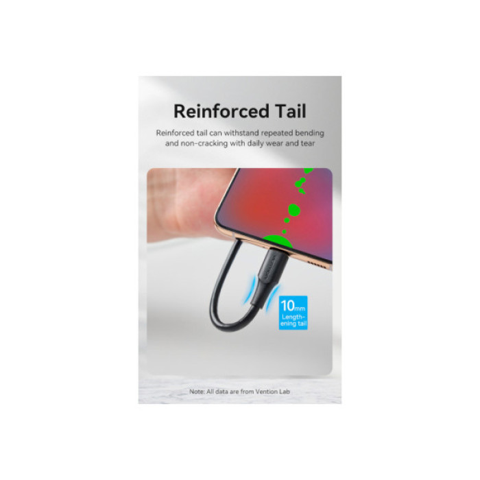 Дата кабель USB 2.0 AM to USB-C 1.5m 3A 18W PVC black Vention (CTHBG)