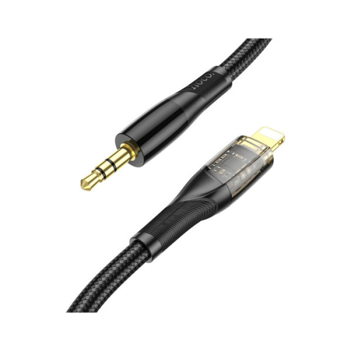 Кабель мультимедійний Lightning to 3.5mm M 1.0m black Black HOCO (6931474791153)