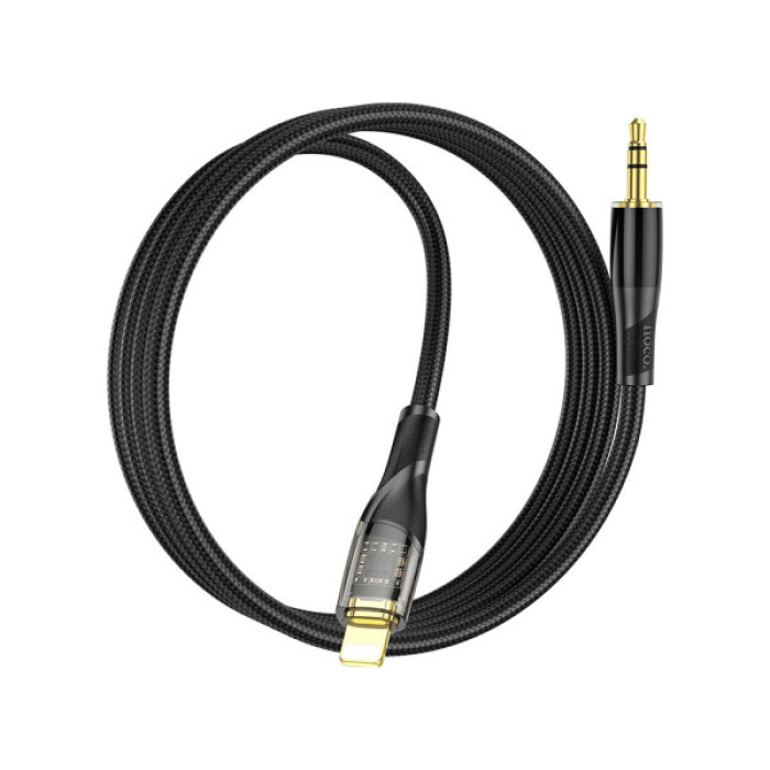 Кабель мультимедійний Lightning to 3.5mm M 1.0m black Black HOCO (6931474791153)