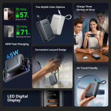 Батарея універсальна Vention 20000 mAh 45W Mini with Built-in USB-C Cable Gray (FHGH0)