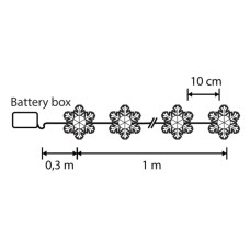 Гірлянда Luca Lighting Сніжинка, струна, 1,3 м, класична біла, 10 LED 2AA, таймер (8720967822874)