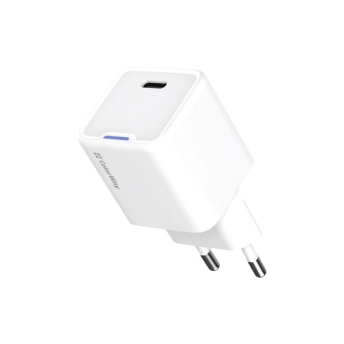 Зарядний пристрій ColorWay GaN Mini 30W PD Port PPS USB-C white (CW-CHS054PD-WT)