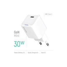 Зарядний пристрій ColorWay GaN Mini 30W PD Port PPS USB-C white (CW-CHS054PD-WT)
