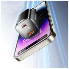 Зарядний пристрій 1xUSB-C + 1xUSB 33W GaN black Essager (ECT33W-GMB01-Z)