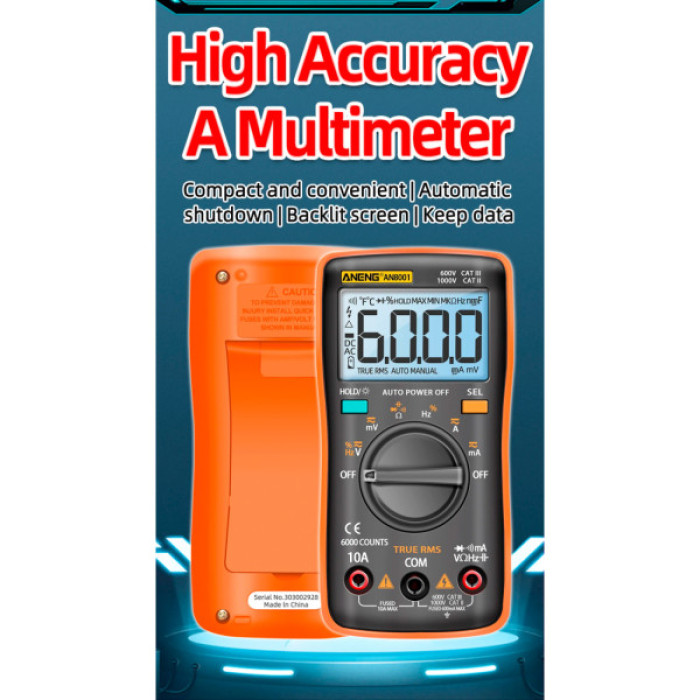 Цифровий мультиметр ANENG AN8001, V, A, R (AN8001)