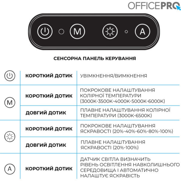 Настільна лампа OfficePro LED лампа на монітор SL300B (SL300B)