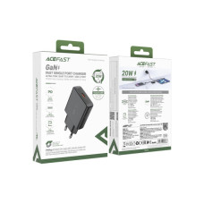 Зарядний пристрій Acefast A65 USB-C PD20W GaN ultra-thin Black (6974316282686)