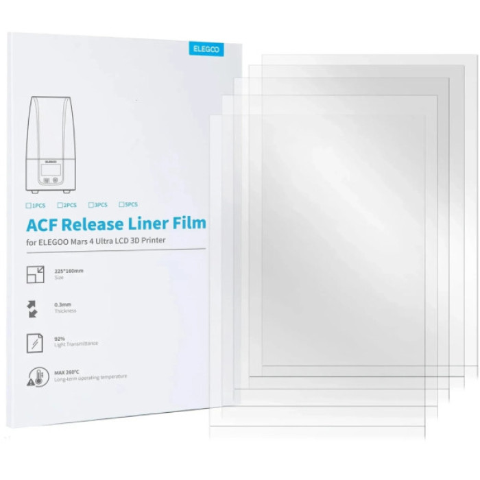 Запчастина для 3D-принтера ELEGOO FEP Release Liner Film, 225×160×0.3мм, 5шт (50.102.0098)