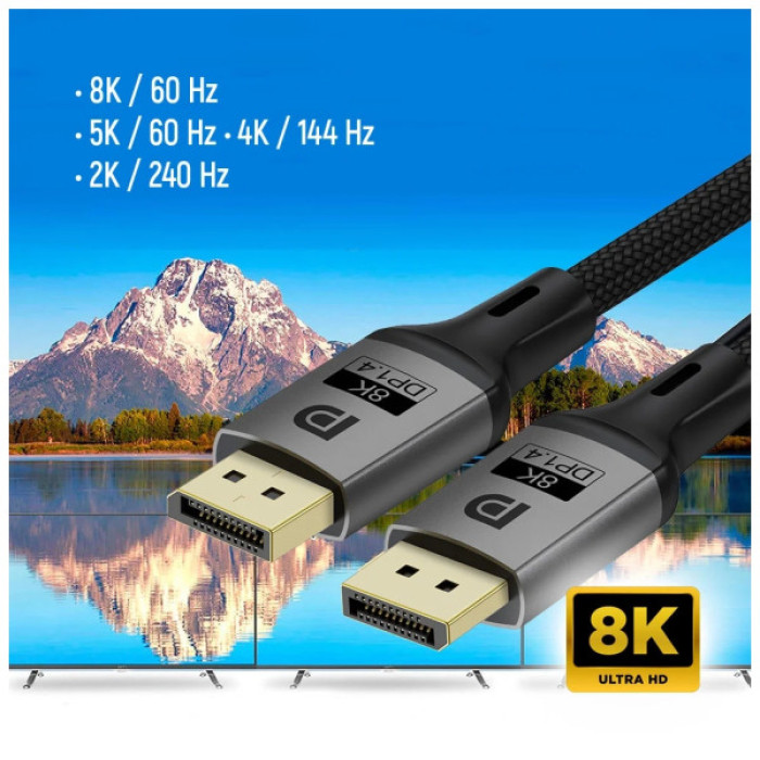 Кабель мультимедійний DisplayPort M to DisplayPort M 3.0m V1.4 8K black ColorWay (CW-CBDP094-BK)