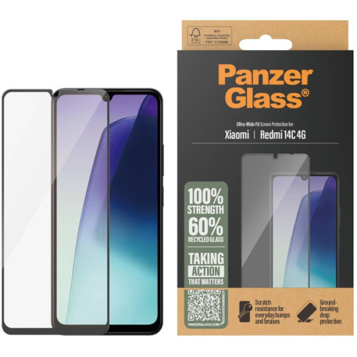 Скло захисне PANZERGLASS Xiaomi 14C 4G Ultra-Wide Fit (PG_PGRNUWFG58421)