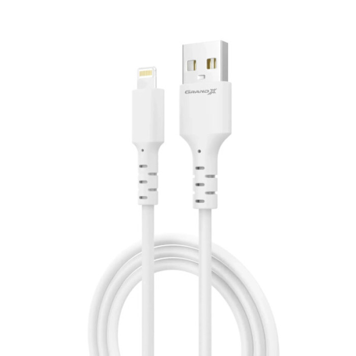 Дата кабель USB 2.0 AM to Lightning 1.0m 2.4A white Grand-X (PL-05W)
