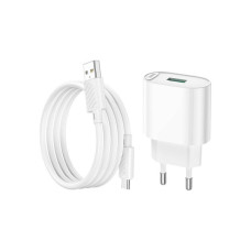 Зарядний пристрій HOCO C109A Fighter USB QC3.0 + cable Micro 5P White (6931474784827)