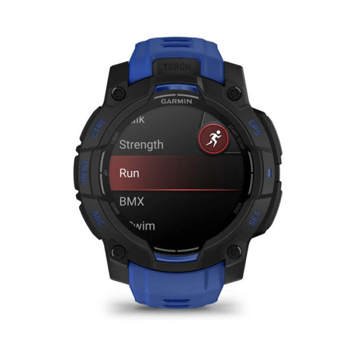 Смарт-годинник Garmin Instinct 3, 45mm, AMOLED, Black with Bolt Blue Band, GPS смарт-годинник (010-02936-03)