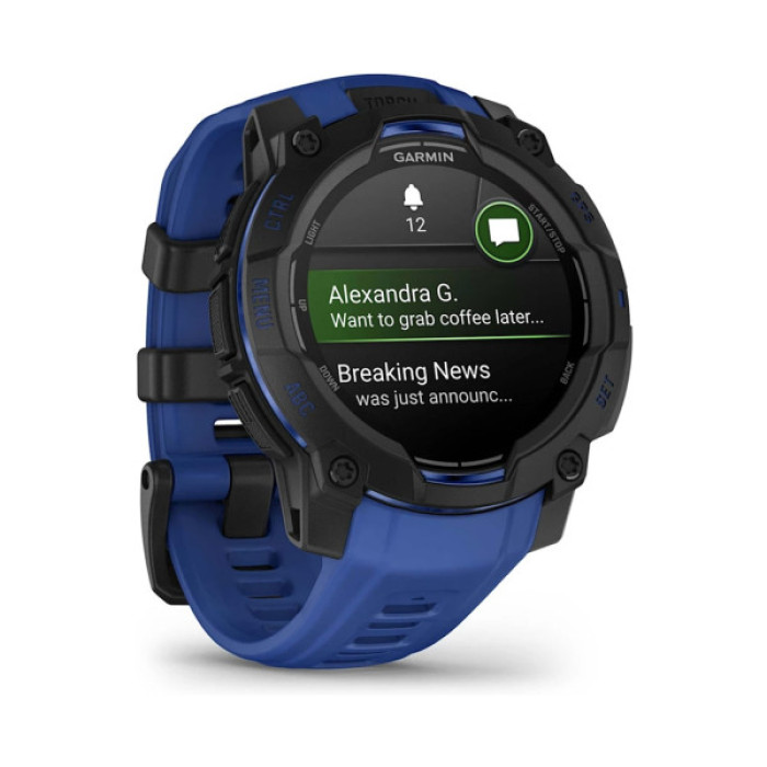 Смарт-годинник Garmin Instinct 3, 45mm, AMOLED, Black with Bolt Blue Band, GPS смарт-годинник (010-02936-03)