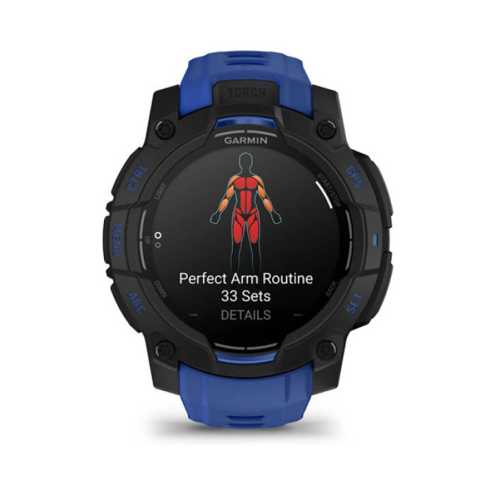 Смарт-годинник Garmin Instinct 3, 45mm, AMOLED, Black with Bolt Blue Band, GPS смарт-годинник (010-02936-03)