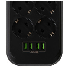 Мережевий фільтр живлення ColorWay CW-CHE64B, 6 розеток/4USB Black (CW-CHE64B)