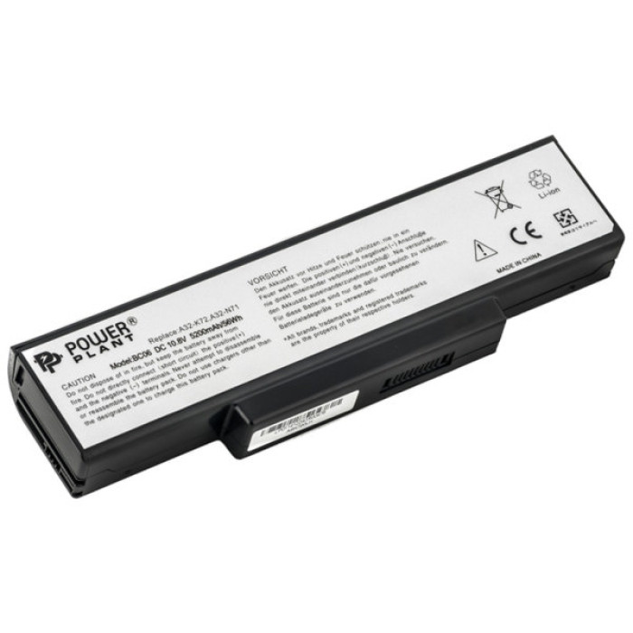 Акумулятор до ноутбука ASUS A72 A73 (A32-K72) 10.8V 5200mAh PowerPlant (NB00000016)