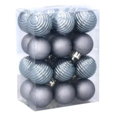 Ялинкова іграшка Chomik пластикові кульки компл. 24 шт, 3см, сіро-сині (5900779877153_1)