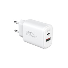 Зарядний пристрій Armorstandart 1xUSB-C PD20W + 1xUSB QC3.0 GaN white (ARM87067)