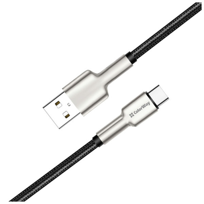 Дата кабель USB 2.0 AM to USB-C 1.0m head metal black ColorWay (CW-CBUC046-BK)