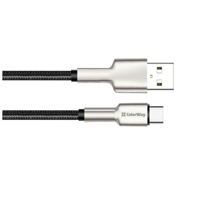 Дата кабель USB 2.0 AM to USB-C 1.0m head metal black ColorWay (CW-CBUC046-BK)
