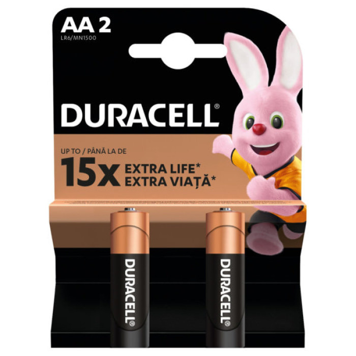 Батарейка Duracell AA лужні 2 шт. в упаковці (5000394058163 / 81551267)