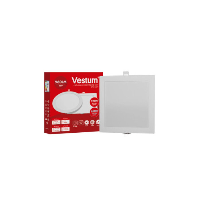 Світильник Vestum LED квадратный 12W 6000K 220V (1-VS-5209)