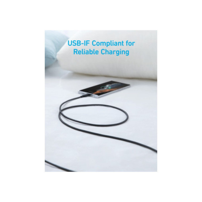 Дата кабель USB 2.0 AM to USB-C 0.9m 322 Black Anker (A81H5G11)