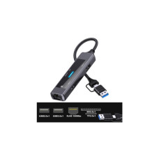 Концентратор XoKo USB-C 5-in-1 USB 3.0 + USB 2.0 + SD/TF + RJ45 100Mbps silver (XK-AC-350)