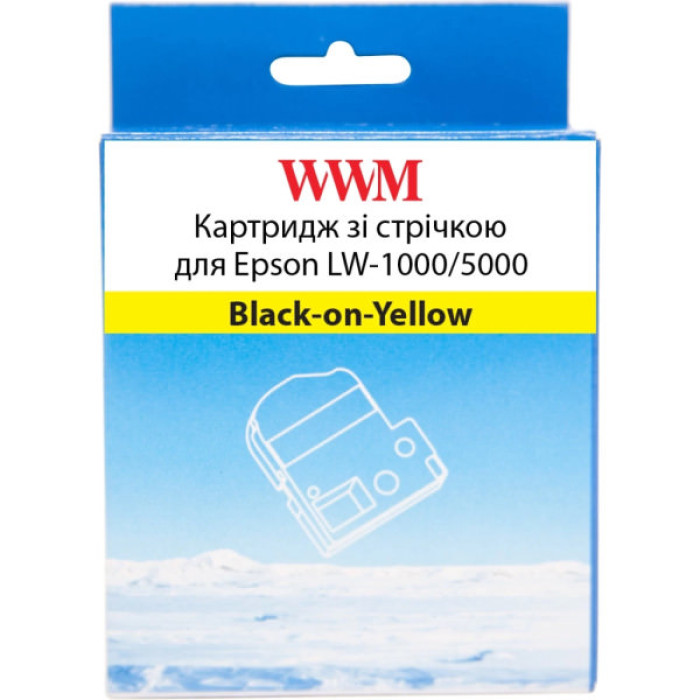 Стрічка для принтера етикеток WWM для Epson LW-1000/5000 36mm х 8m Black-on-Yellow (WWM-SC36Y)
