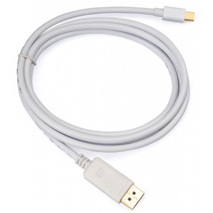 Кабель мультимедійний miniDisplayPort M to Display Port M 1.8m 4K white Vinga (VCPMDPDP1.8WH)