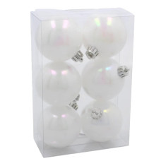 Ялинкова іграшка Chomik пластикові кульки компл. 6шт, 6см, білий перламутр (5900779893696)