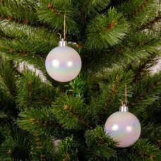 Ялинкова іграшка Chomik пластикові кульки компл. 6шт, 6см, білий перламутр (5900779893696)