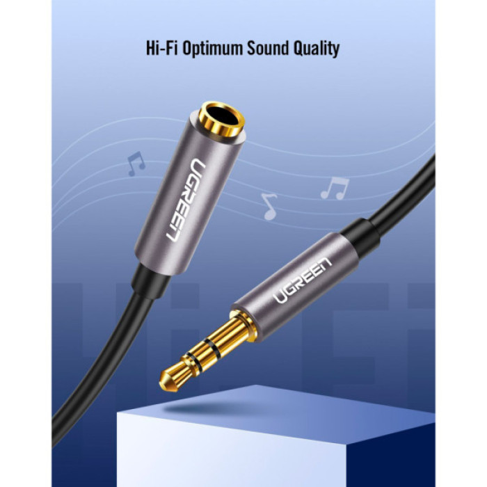 Кабель мультимедійний 3.5mm M to 3.5mm F 1.5m AV118 gray Ugreen (10593)
