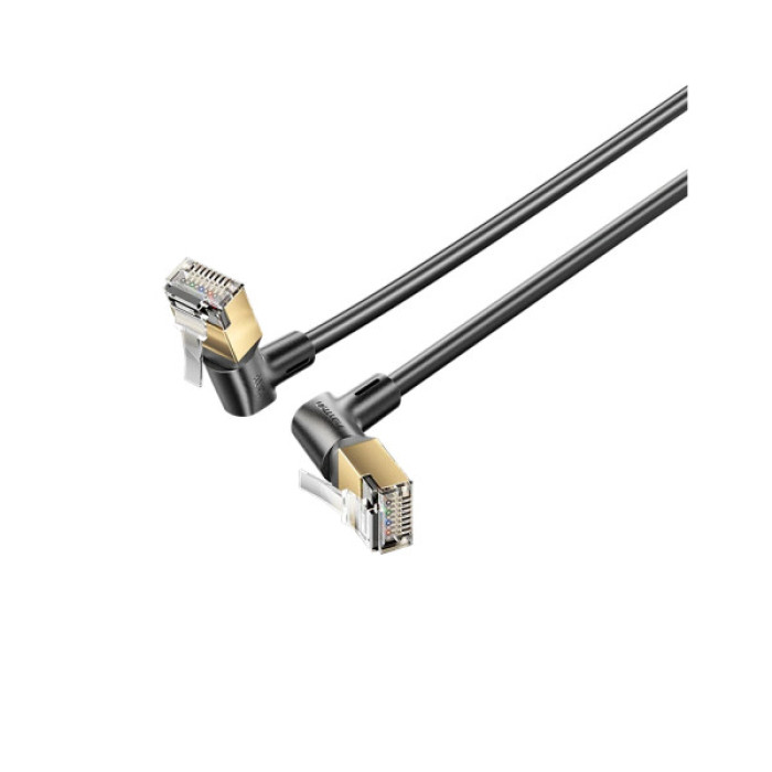 Патч-корд 1м STP cat 8 RJ-45 90° corner black Vention (IKLBF)